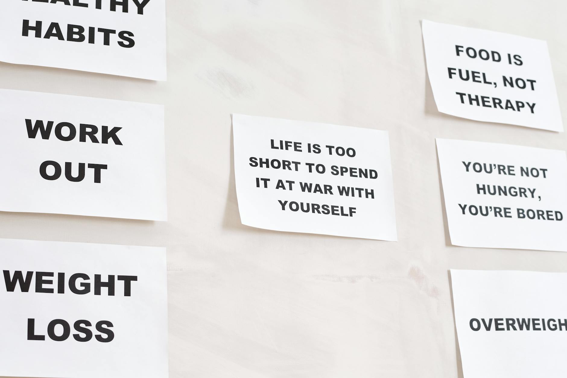 Motivational quotes on white paper promoting healthy habits and lifestyle changes. - marriage advice quotes