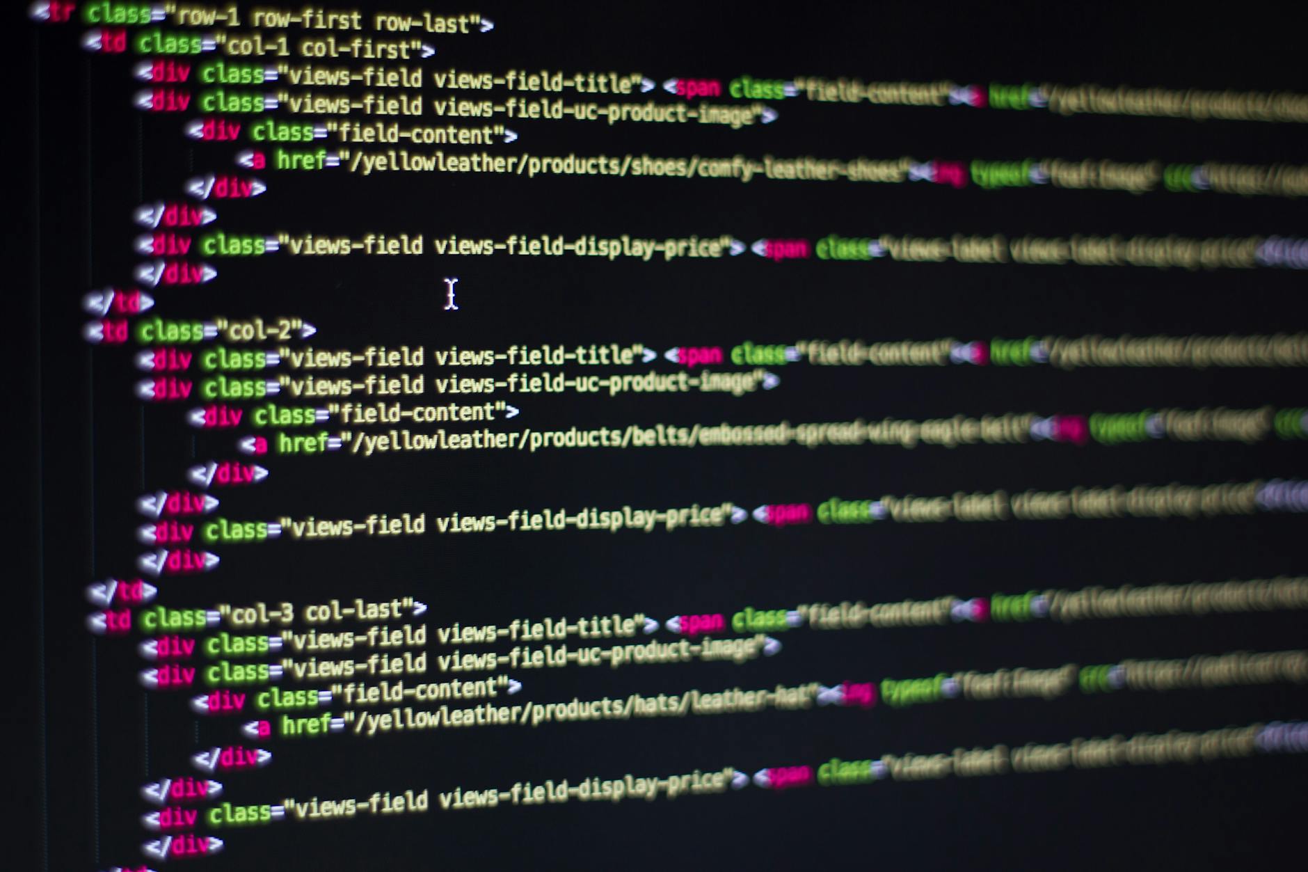 Detailed close-up of HTML code on a computer monitor, showcasing web development. - toddler language development
